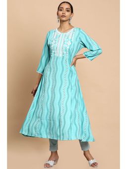Soch - Women Blue Printed Kurta
