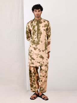 Bohame - Finn Beige And Green Kurta (set Of 2)