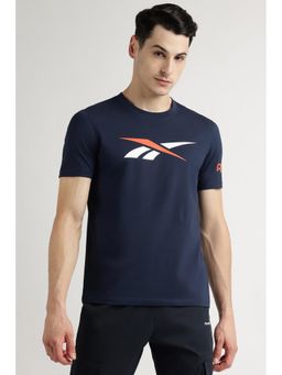 Reebok - Men Navy Blue Solid T-Shirt