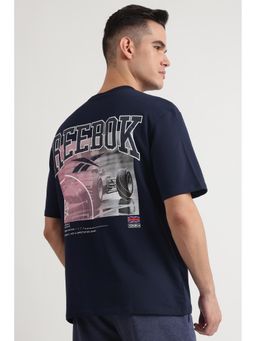 Reebok - Men Navy Blue Graphic T-Shirt