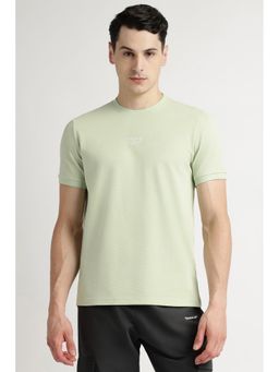 Reebok - Men Green Textured T-Shirt