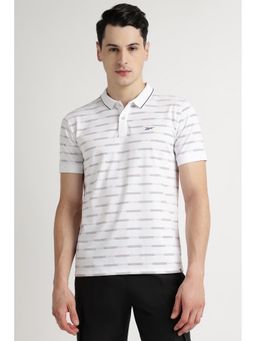 Reebok - Men White Striped Polo T-Shirt