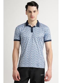 Reebok - Men Blue Printed Polo T-Shirt