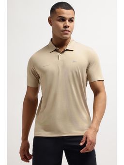 Reebok - Men Beige Textured Polo T-Shirt