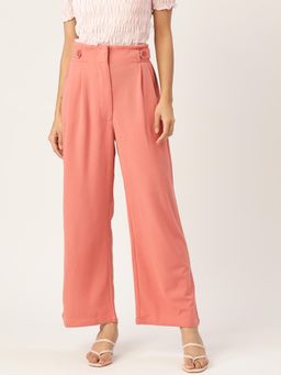 ZASTRAA - Women Smart Flared High-Rise Pleated Parallel Trousers