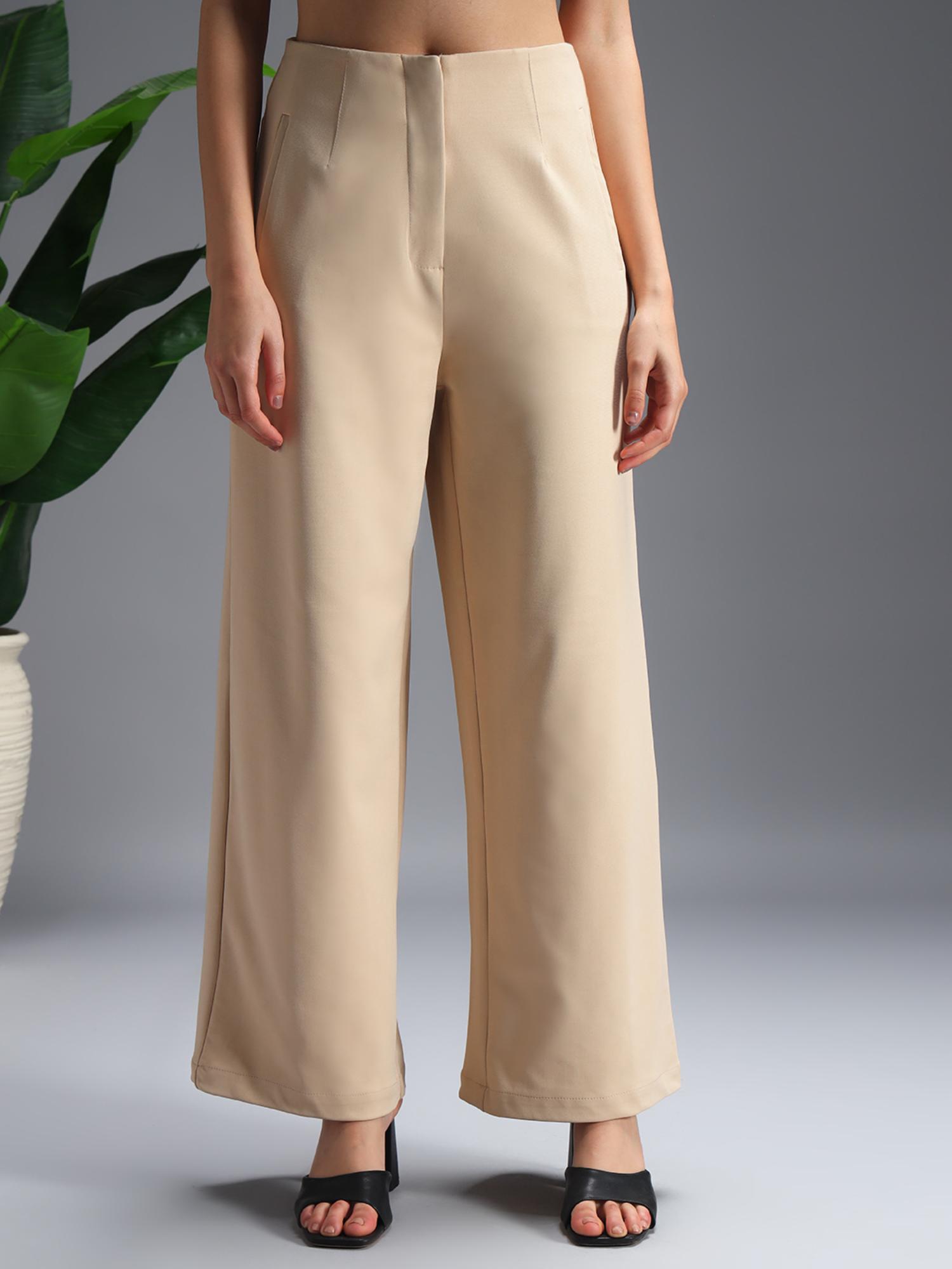 zastraa Beige High Waist Culotte Trouser-picture-22