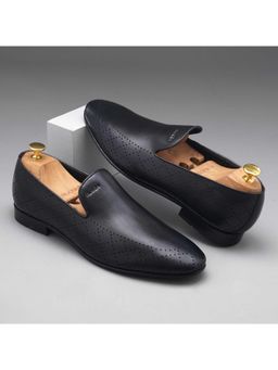Ruosh - The Finn Black Men Formal Perforated Loafers