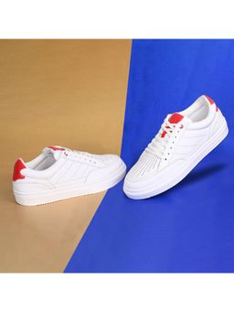 V8 by Ruosh - The Groove-01 White & Red Men Casual Sneakers