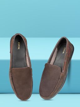 EZOK - Leather Casual Brown Boat Shoes for Men