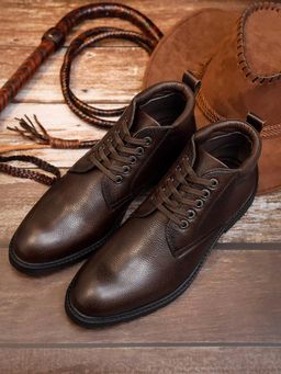 Louis Stitch - Louis Stitch Men Brunette Brown Milled Leather Mid-Top Chukka Boots (UK 7)