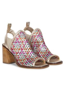 Saint G - Bella Multi Woven Leather Block Heels