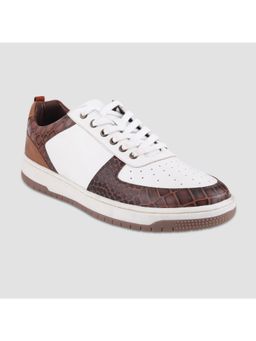 EZOK - Leather Casual White & Brown Sneakers for Men