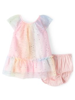 The Children's Place - Baby Girls Rainbow Shimmer Mesh Ruffle Dress with Shorts (Set of 2)
