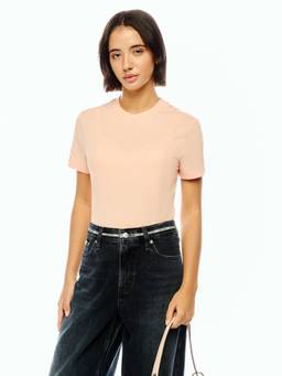 Calvin Klein - Peach Solid/Plain Crew Neck Half Sleeves T-shirt