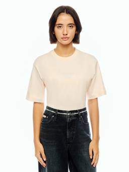 Calvin Klein - Peach Typography Crew Neck Half Sleeves T-shirt