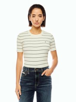 Calvin Klein - White Stripes Crew Neck Half Sleeves T-shirt