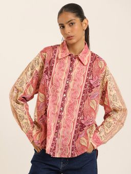 Label Ritu Kumar - Multi-Color Printed Collar Neck Full Sleeves Shirt
