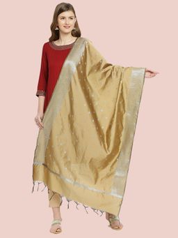 Dupatta Bazaar - Womens Gold Banarasi Silk Dupatta