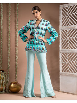 AHI Clothing - Blue Ombre Printed Blazer and Pant Set