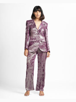 AHI Clothing - Mackenzie - Purple Shimmer Blazer And Pant Set