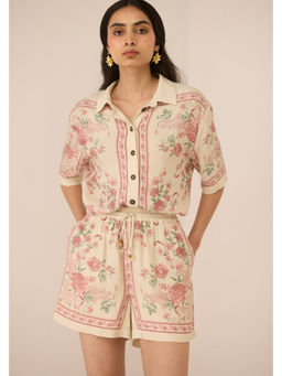 Calling June - Beige Malibu Floral Shirt and Short