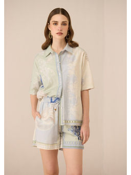 Calling June - Blue Star Floral Shirt and Shorts Set