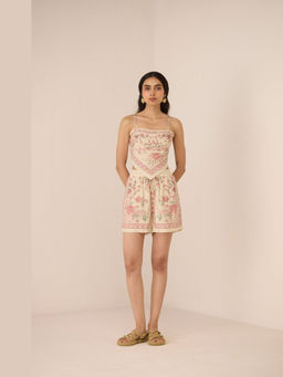 Calling June - Beige Malibu Floral Top and Short Set