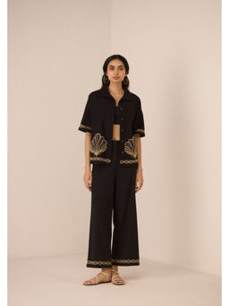 Calling June - Black Jill Embroidered Shirt and Pant Set