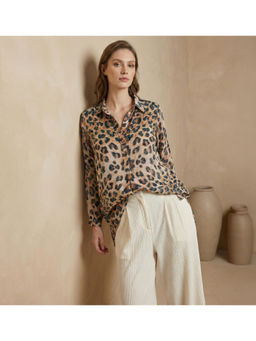 First Resort by Ramola Bachchan - Leopard Print Brown Shirt