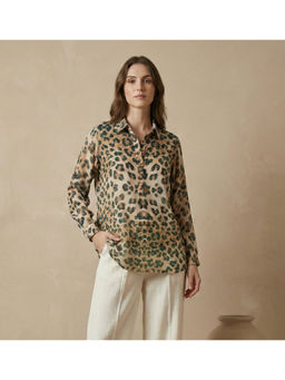 First Resort by Ramola Bachchan - Leopard Print Green Shirt