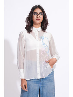 Shruti S - Organza Formal White Shirt