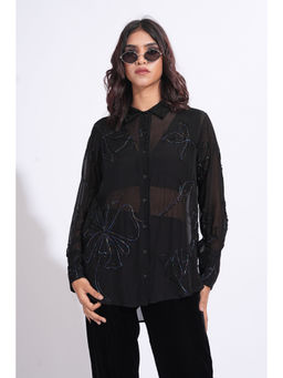 Shruti S - Organza Formal Black Shirt