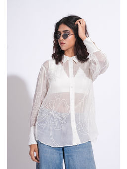 Shruti S - Organza Formal White Shirt