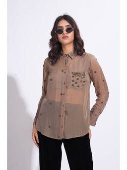 Shruti S - Embroidered Brown Shirt
