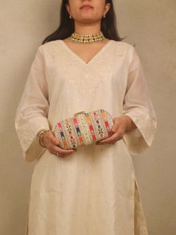 AMYRA - Naaz Embroidered Capsule Clutch - Multicolor