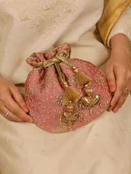 AMYRA - Tarang Cutwork Potli - Pink