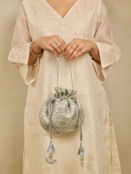 AMYRA - Tarang Cutwork Potli - Silver