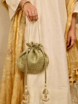 AMYRA - Tarang Cutwork Potli - Green