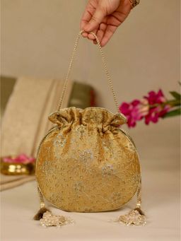 AMYRA - Tarang Cutwork Potli - Mustard