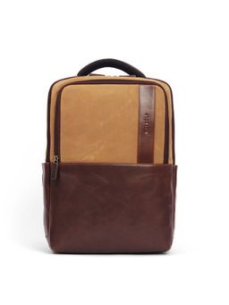 Mai Soli - Men Brown Tan Waxed Canvas and Genuine Leather Lyon Backpack