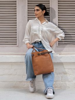 Mai Soli - Women Vintage Caramel Genuine Leather Santorini Backpack