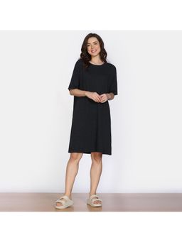 Zivame - 2 Mile Fashion Knit Cotton Loungewear Dress - Caviar