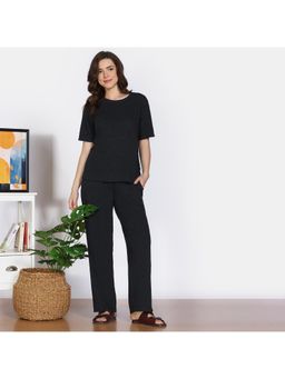 Zivame - 2 Mile Fashion Knit Cotton Loungewear Co-Ord Set - Caviar