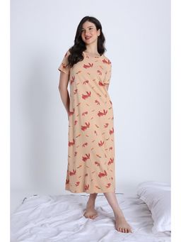 Zivame - Knit Cotton Mid Length Nightwear - Apple Blossom