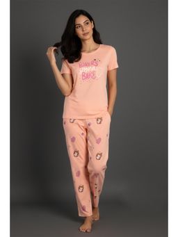 Zivame - Farm Lore Knit Cotton Nightsuit - Peach Pearl