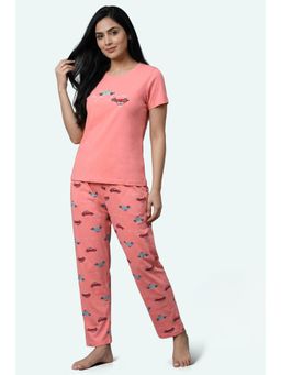 Zivame - Farm Lore Knit Cotton Nightsuit - Peach