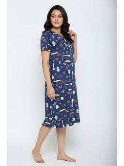 Zivame - Farm Lore Knit Cotton Knee Length Nightdress - Set Sail