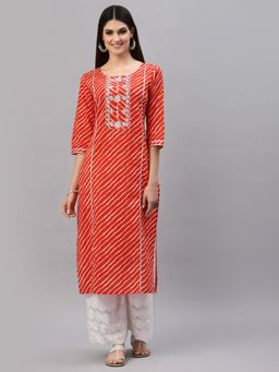 Stylum - Womens Lehariya Printed Cotton Straight Kurta