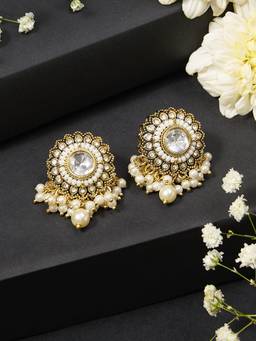 Zaveri Pearls - Gold Tone Austrian Diamonds Stone and Beads Drop Earring