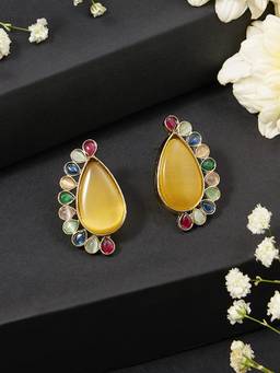 Zaveri Pearls - Multicolor Stones Embellished Fusion Style Studs Earring